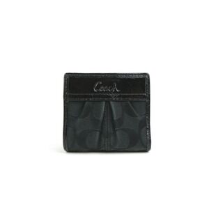 Coach Signature Black Small Bifold Snap Wallet